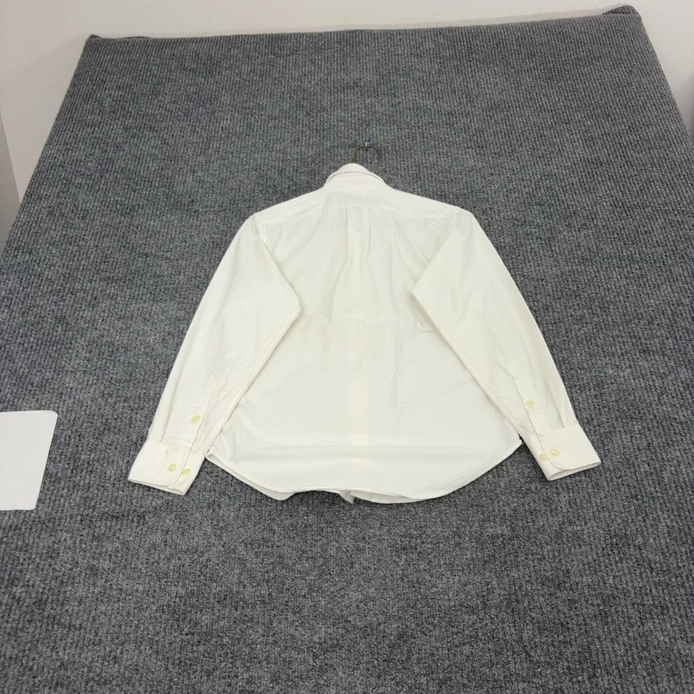 Ralph Lauren Button Down Shirt Girls 8 Cream Cotton Long Sleeve Preppy Classic